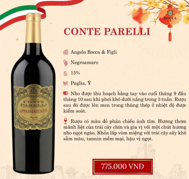 Đặc điểm nổi bật của rượu vang Parrelli